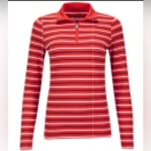 Lohla Sport Performance Striped Quarter-Zip Pullover XL Orange Golf